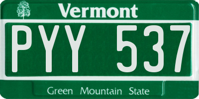 VT license plate PYY537