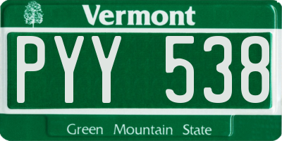VT license plate PYY538