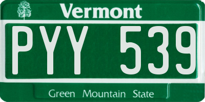 VT license plate PYY539