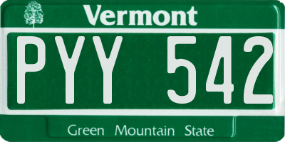VT license plate PYY542