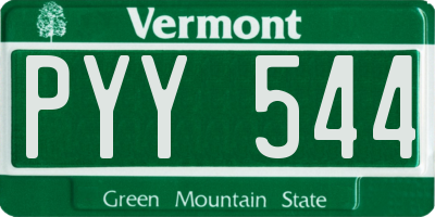 VT license plate PYY544
