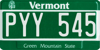 VT license plate PYY545