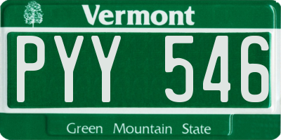 VT license plate PYY546