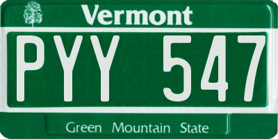 VT license plate PYY547