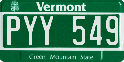 VT license plate PYY549