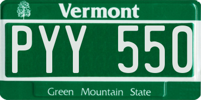 VT license plate PYY550