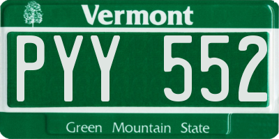 VT license plate PYY552