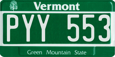 VT license plate PYY553