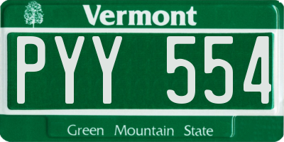 VT license plate PYY554