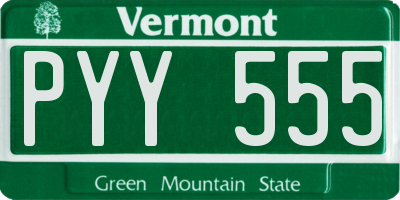 VT license plate PYY555