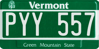 VT license plate PYY557