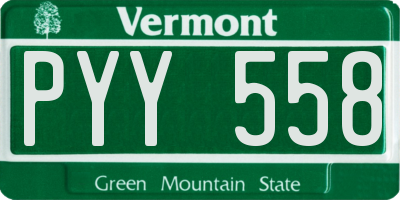VT license plate PYY558