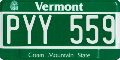 VT license plate PYY559