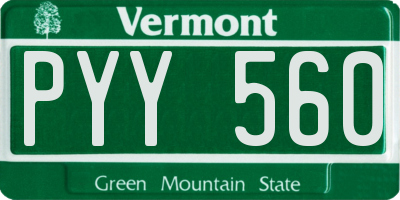 VT license plate PYY560