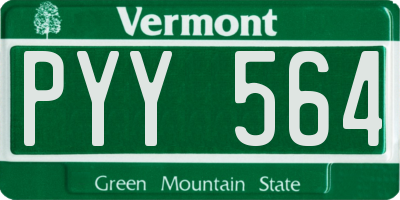 VT license plate PYY564