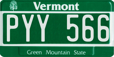 VT license plate PYY566