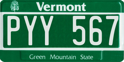 VT license plate PYY567