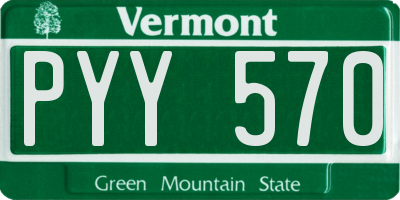 VT license plate PYY570