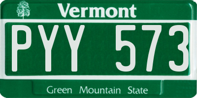 VT license plate PYY573