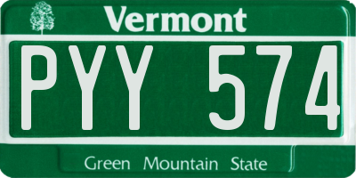 VT license plate PYY574