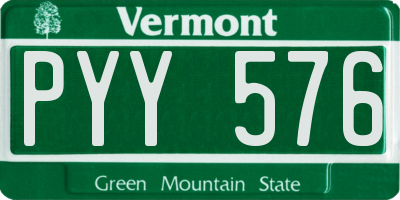VT license plate PYY576