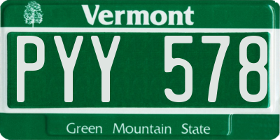 VT license plate PYY578
