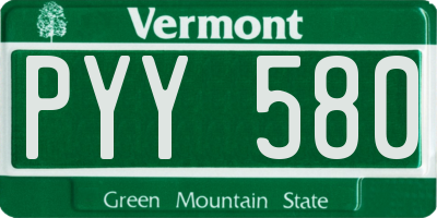 VT license plate PYY580