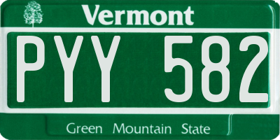 VT license plate PYY582