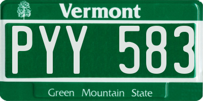 VT license plate PYY583