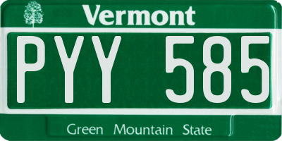 VT license plate PYY585