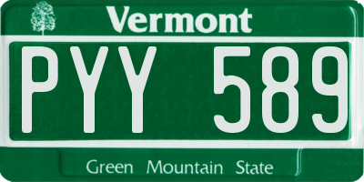 VT license plate PYY589