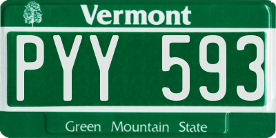VT license plate PYY593