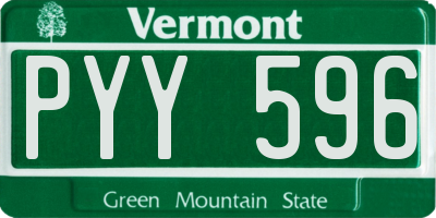 VT license plate PYY596