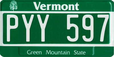 VT license plate PYY597