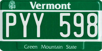 VT license plate PYY598