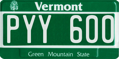 VT license plate PYY600