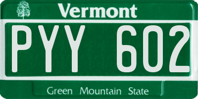 VT license plate PYY602