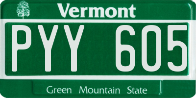 VT license plate PYY605