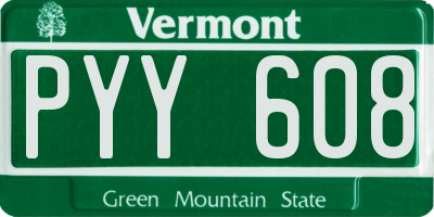 VT license plate PYY608