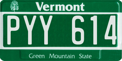 VT license plate PYY614