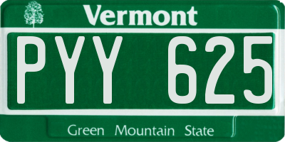 VT license plate PYY625