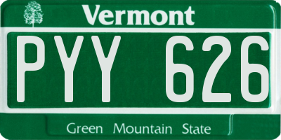 VT license plate PYY626