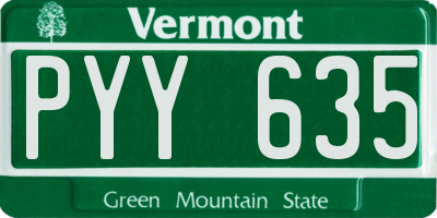 VT license plate PYY635