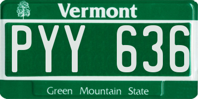 VT license plate PYY636