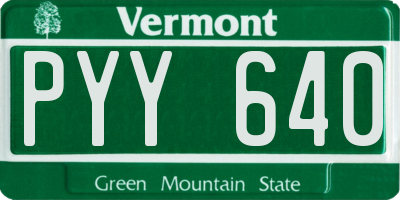VT license plate PYY640