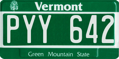 VT license plate PYY642