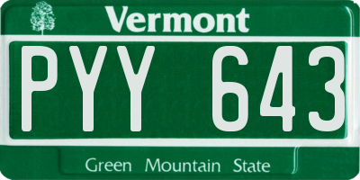 VT license plate PYY643