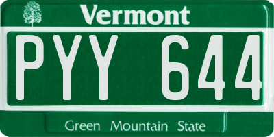 VT license plate PYY644