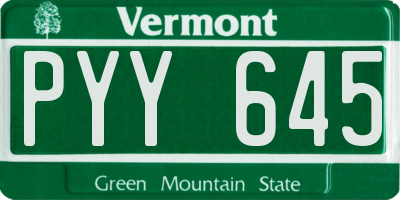 VT license plate PYY645
