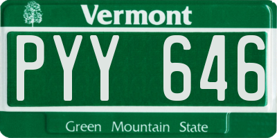 VT license plate PYY646
